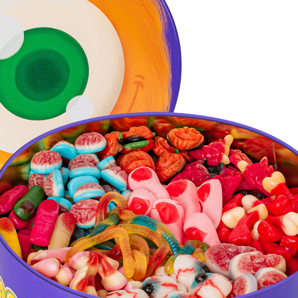 Wunnie Bucket “Feliz Halloween”, lata para llenar con tus gomitas favoritas - 3 kg