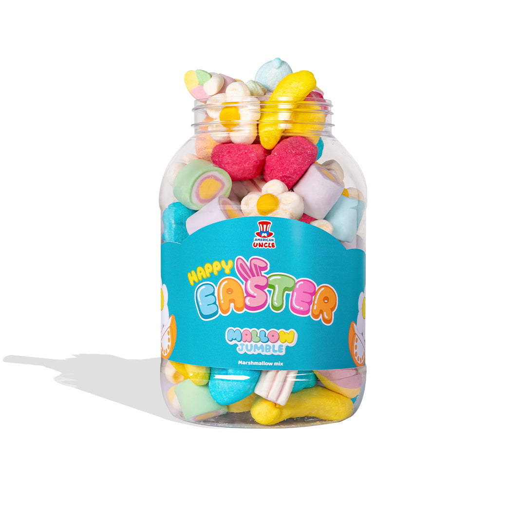Mallow Jumble "Feliz Pascua", frasco de marshmallow para componer con tus sabores favoritos