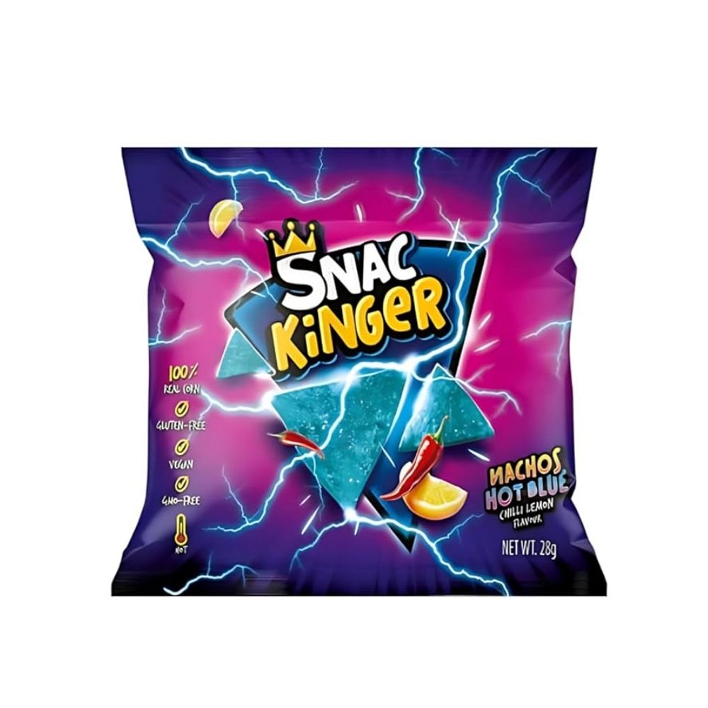 Snack Kinger Nachos Hot Blue, nachos piccanti al gusto di limone da 28g