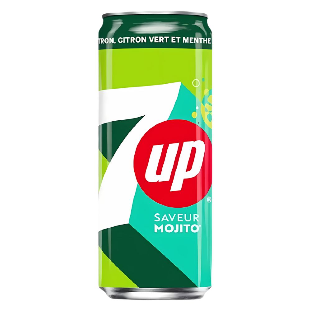 Confezione da 330ml di bevanda gassata al gusto di Mojito 7up