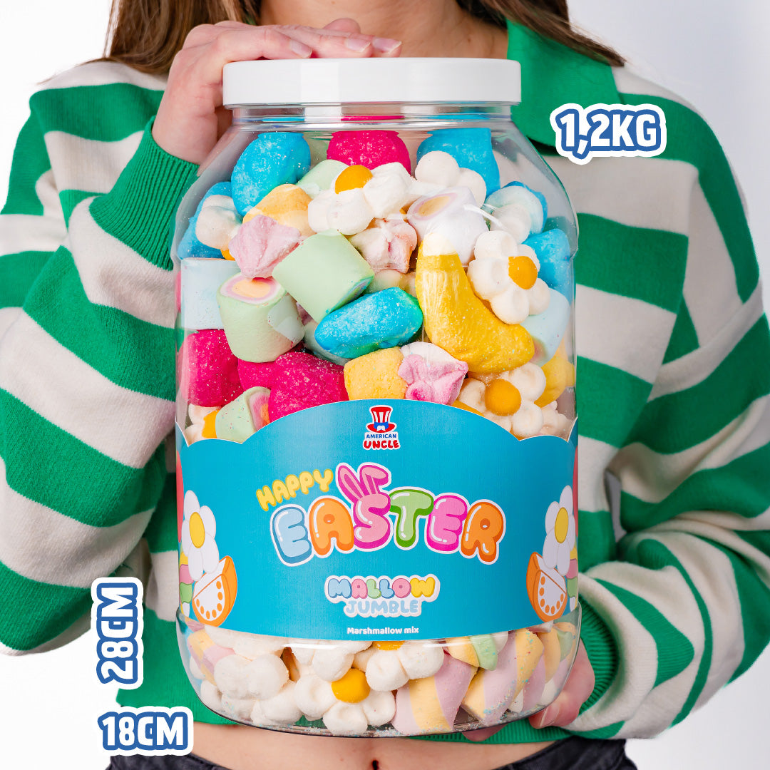 Mallow Jumble "Feliz Pascua", frasco de marshmallow para componer con tus sabores favoritos