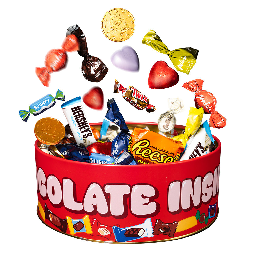 Ciokko Bucket “Me haces feliz”, lata de chocolates de 1 kg para componer con los sabores preferidos de tu pareja