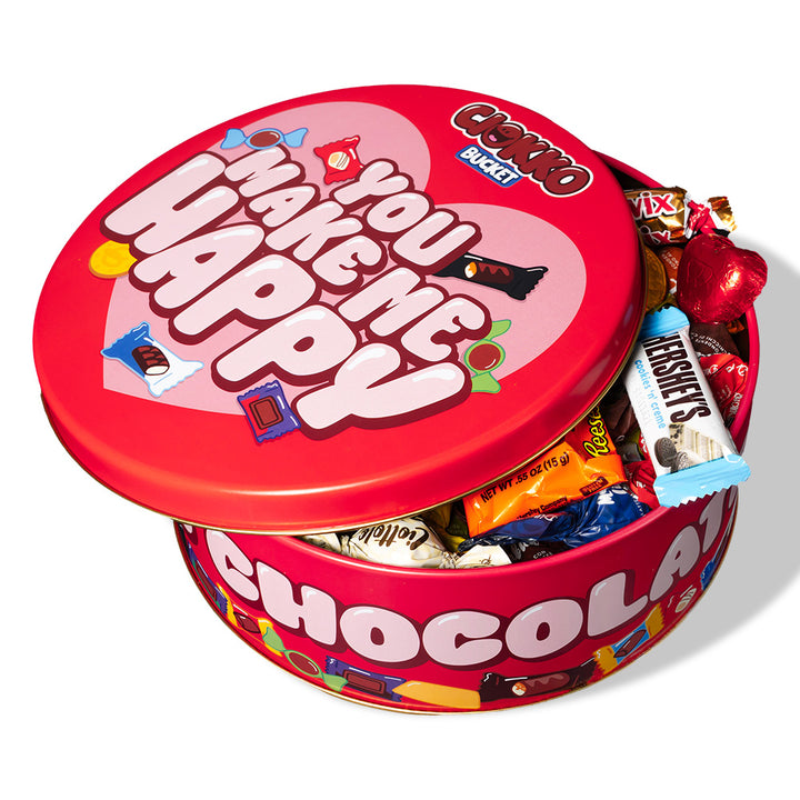 Ciokko Bucket “Me haces feliz”, lata de chocolates de 1 kg para componer con los sabores preferidos de tu pareja