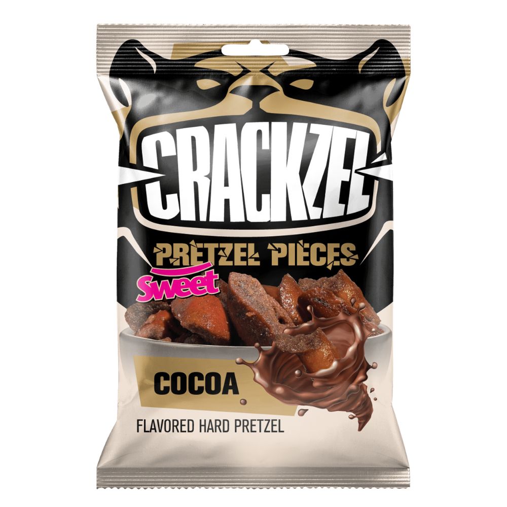 Confezione da 85g pretzel dolci al gusto di cacao Crackzel.