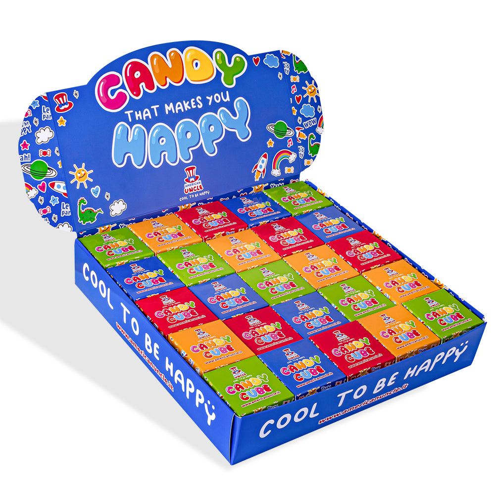 Candy Cube Kit "Party", cajitas de caramelos gomosos de 50g ideales como regalos de fin de fiesta (25, 50 o 75 uds)
