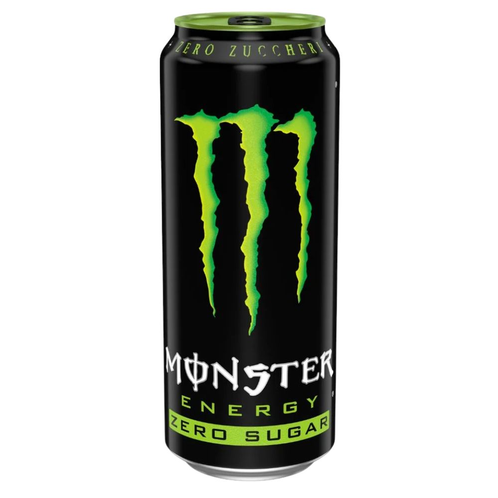 Confezione da 500ml, bevanda energetica senza zuccheri Monster.