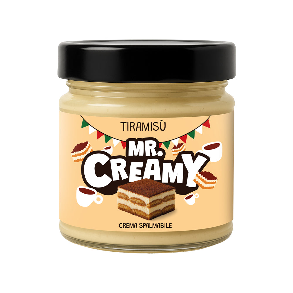 Confezione da 200g di crema spalmabile al gusto di tiramisù Mr. Creamy.