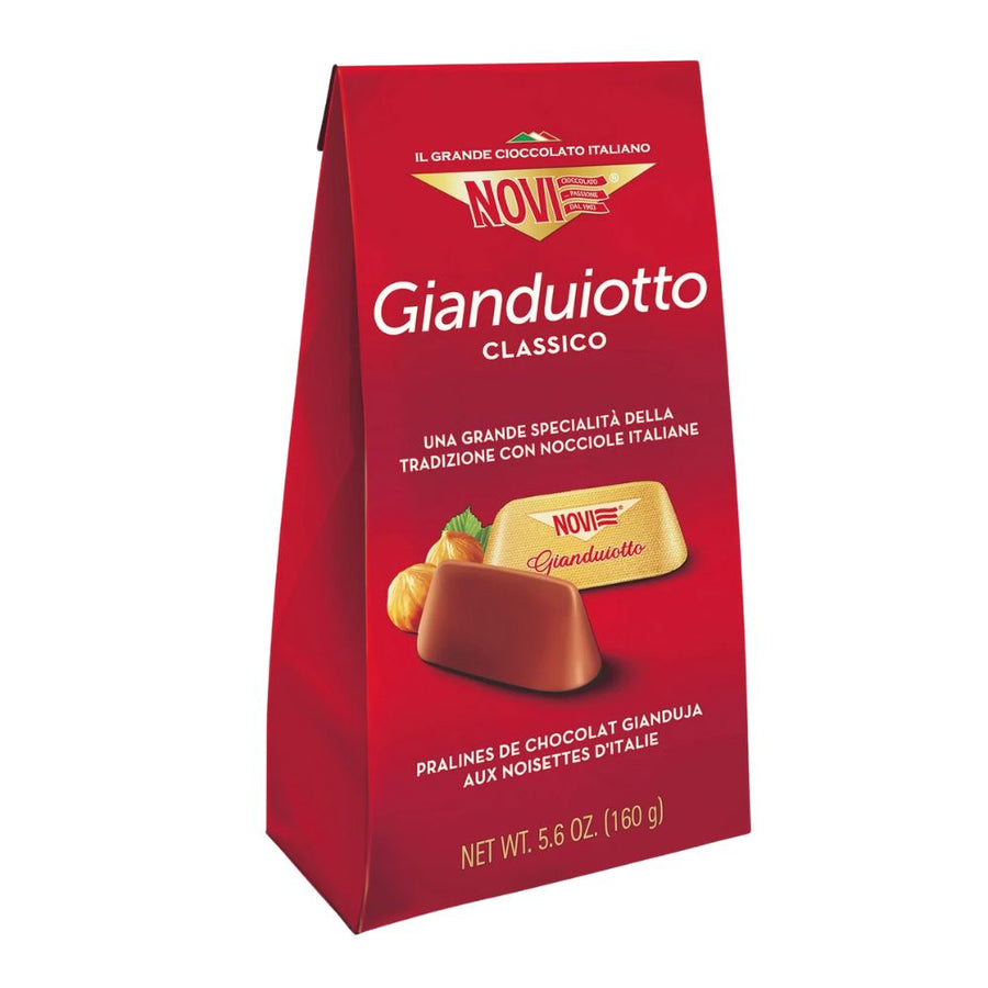 Confezione da 160g, praline di cioccolato al latte e alle nocciole gianduja Novi.