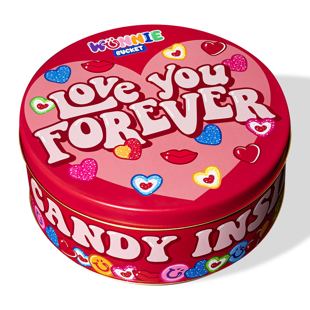 Latta rosa 2kg Wunnie Bucket "Love you Forever" chiusa con caramelle gommose