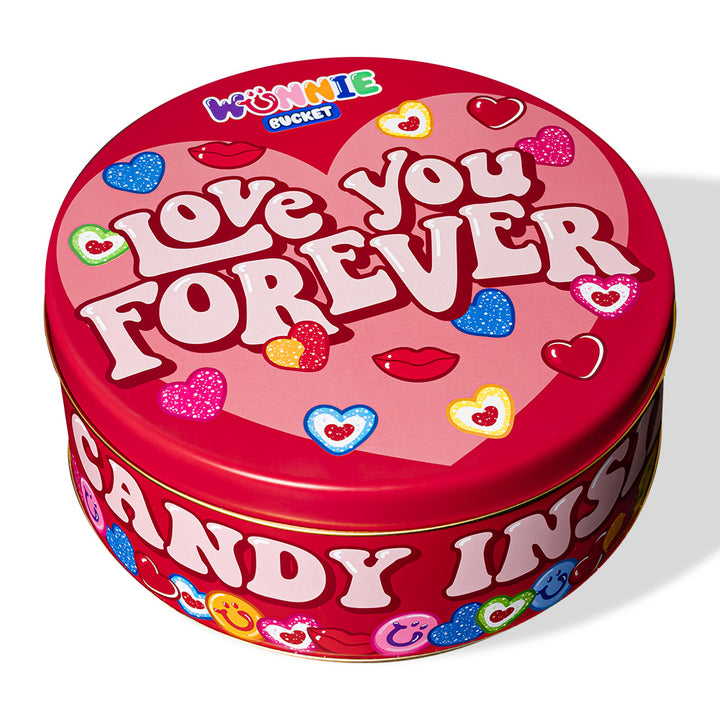 Latta rosa 2kg Wunnie Bucket "Love you Forever" chiusa con caramelle gommose