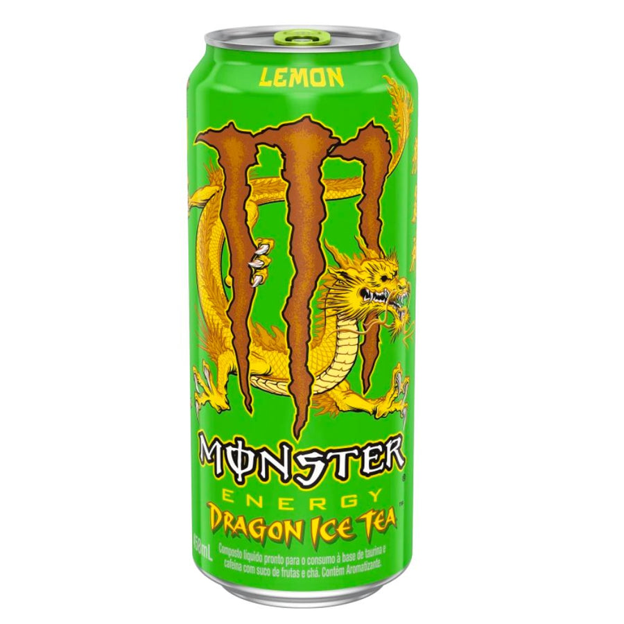 Confezione da 473ml di energy drink al limone Monster Dragon Ice Tea Lemon