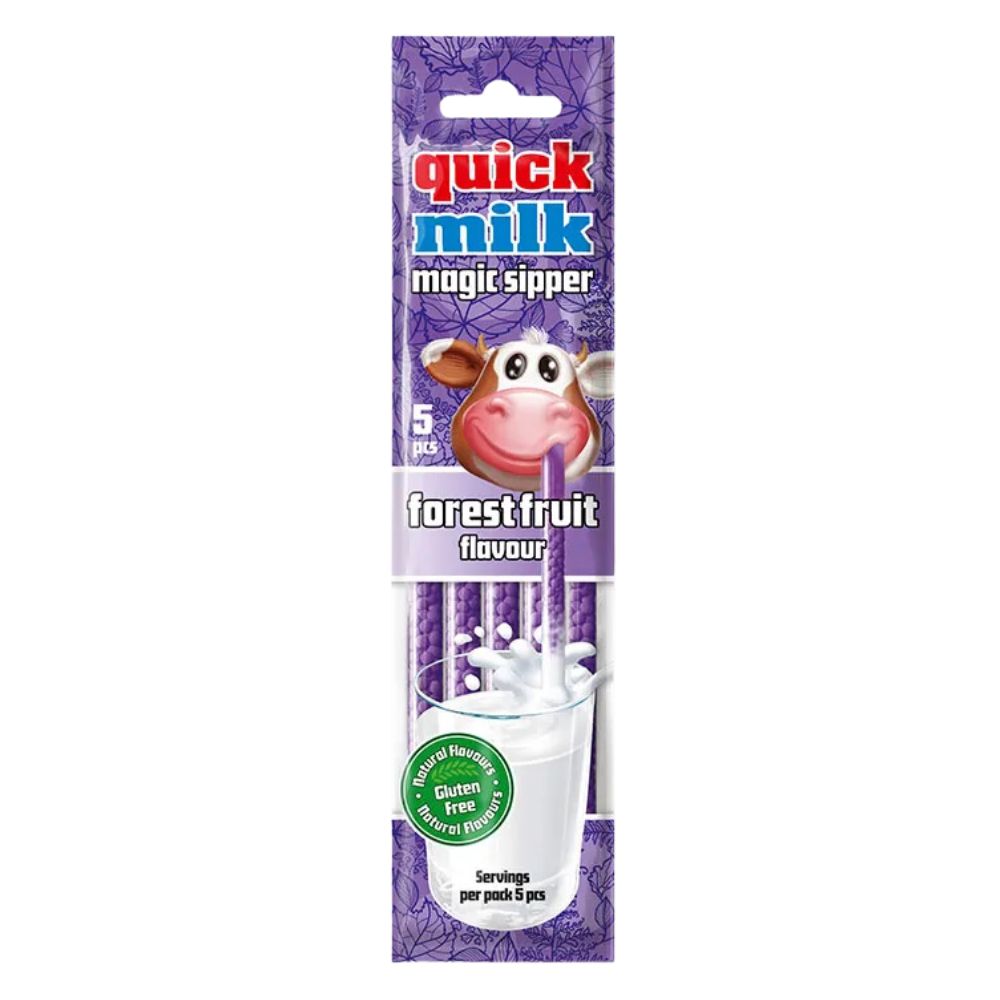 Confezione da 30g di cannucce con caramelle ai frutti di bosco Quick Milk Magic Sipper