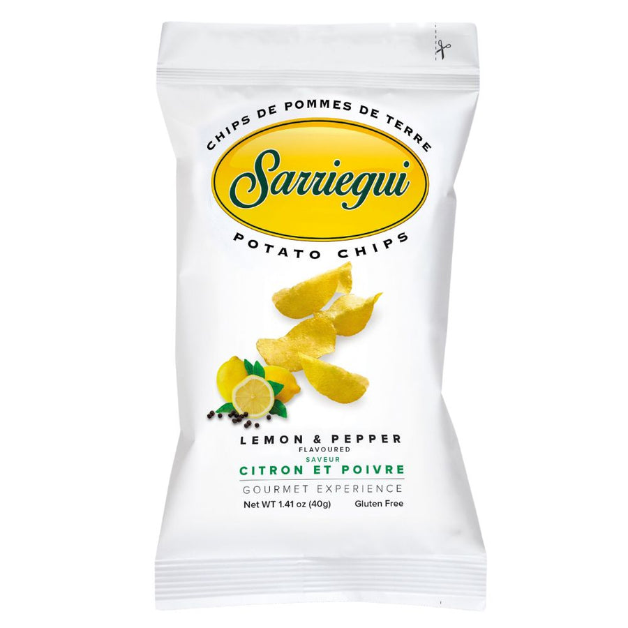 Confezione da 40g di patatine al limone e pepe Sarriegui Lemon and Pepper