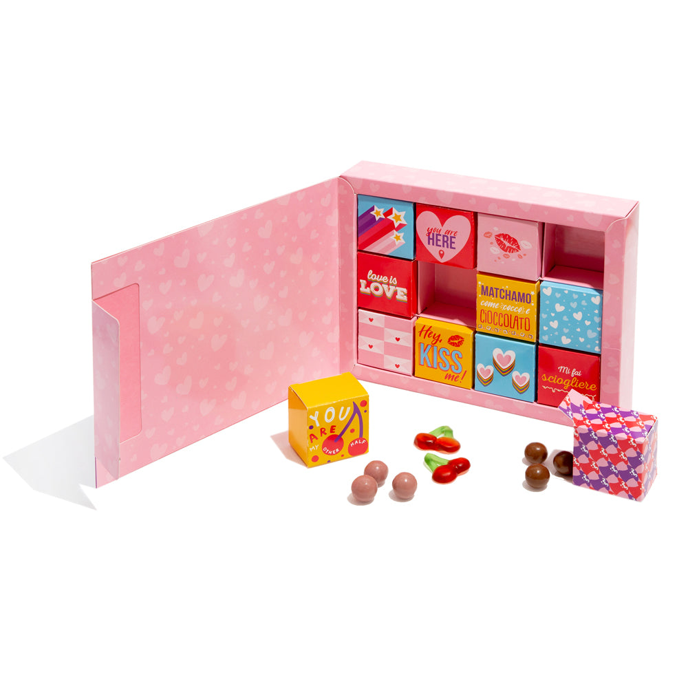 Love Bites Box, paquete de 12 cajitas de chocolates y caramelos