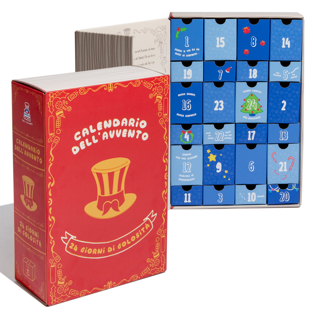 Calendario de Adviento Vintage, caja de +24 snack dulces y salados sorpresa