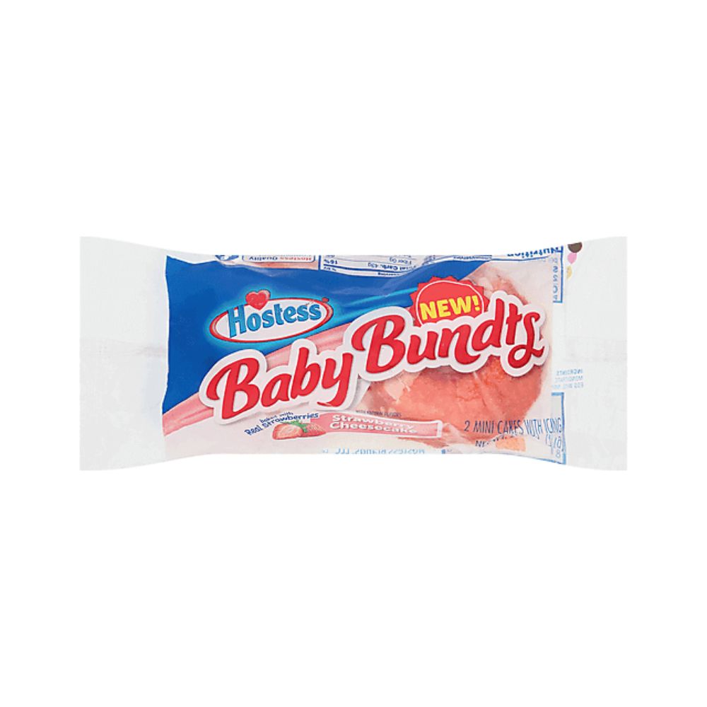 Hostess Baby Buntds Strawberry Cheescake, pastelito con sabor a tarta de queso de fresa de 71g