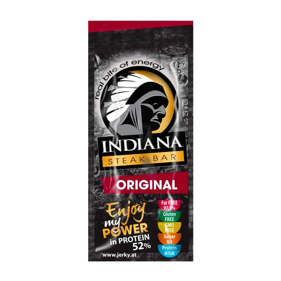 Confezione da 20g di barretta di carne secca Indiana Steak Bar Original