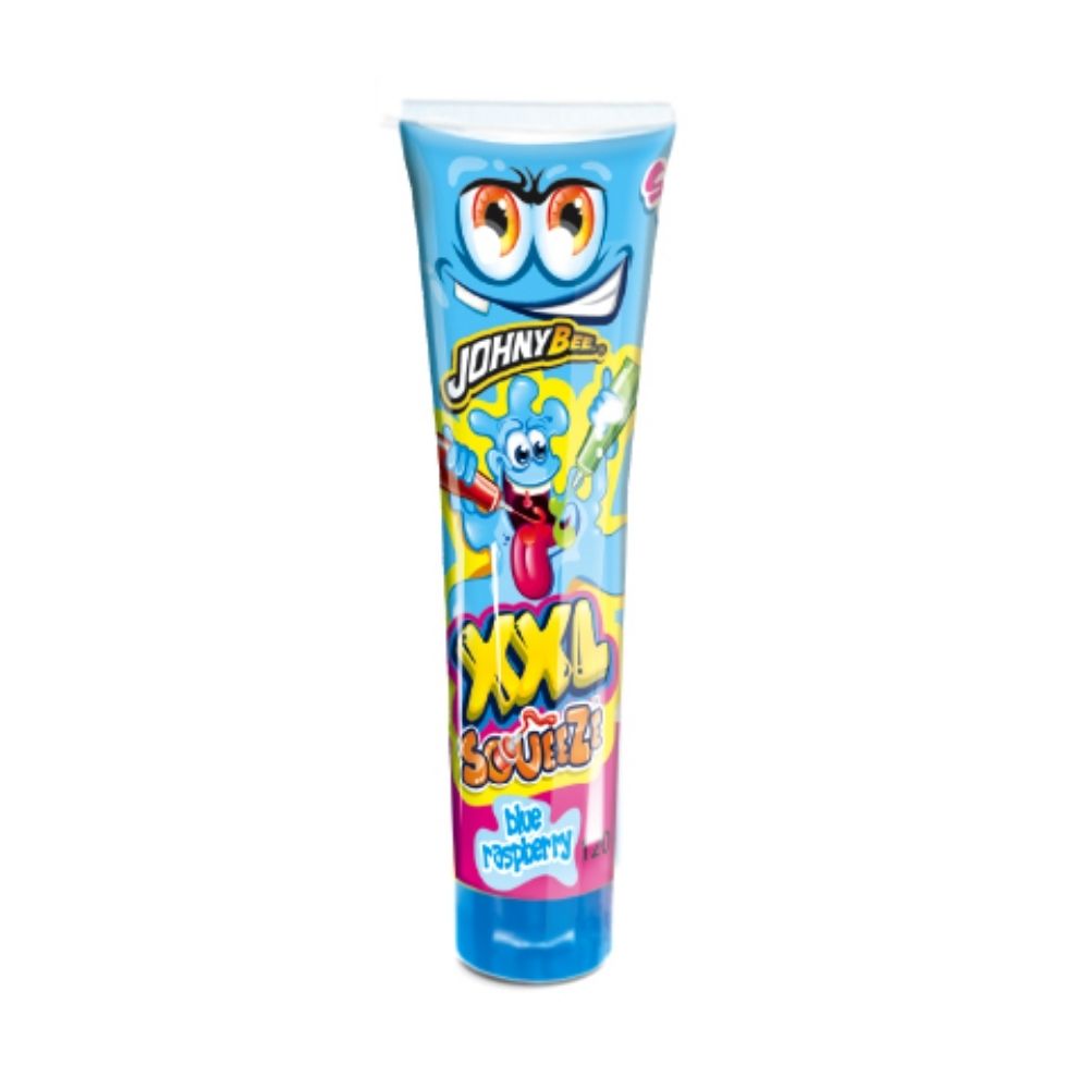 Johny Bee XXL Squeeze Blue Raspberry, caramelo en gel de arándano de 120g