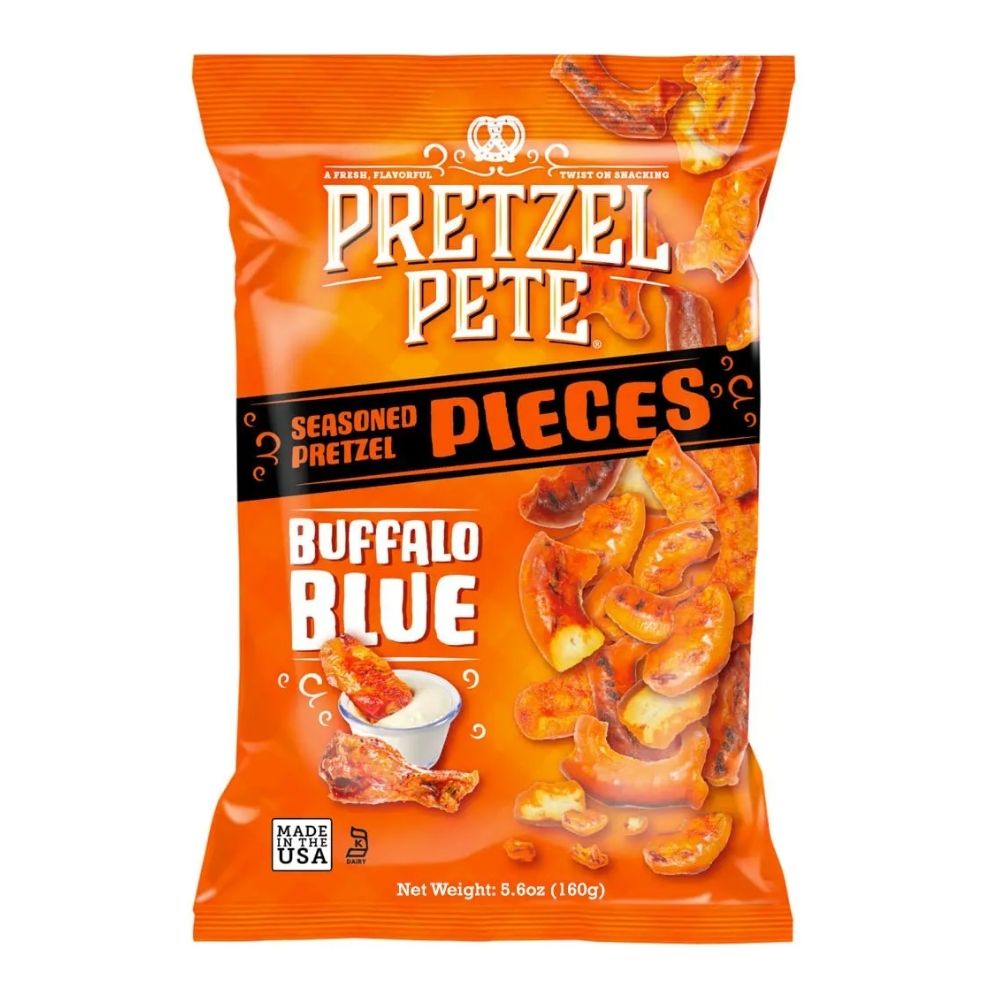 Pretzel Pete Buffalo Blue, pretzel con sabor a queso y salsa buffalo de 160g