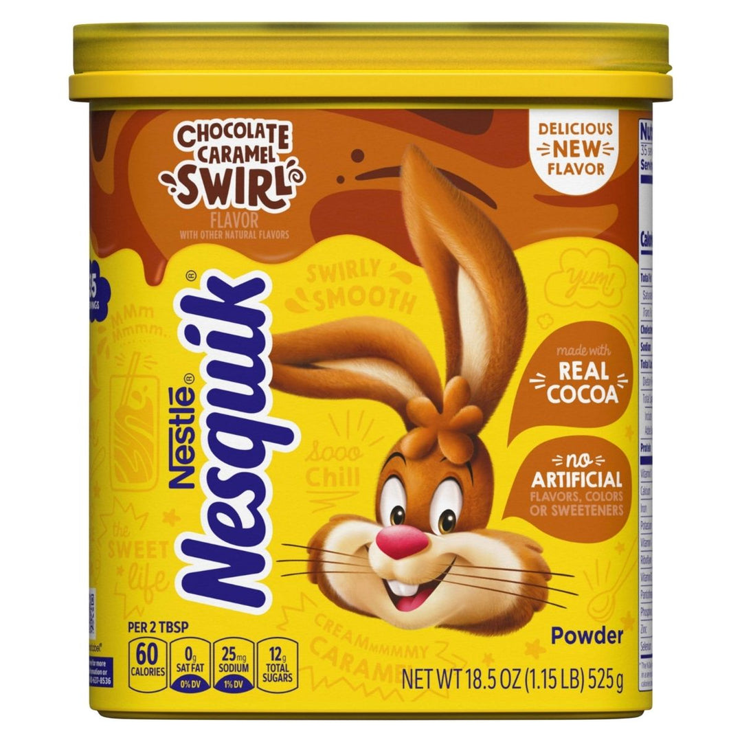 Nesquik Chocolate Caramel Swirl, polvo para leche con chocolate y caramelo de 525g