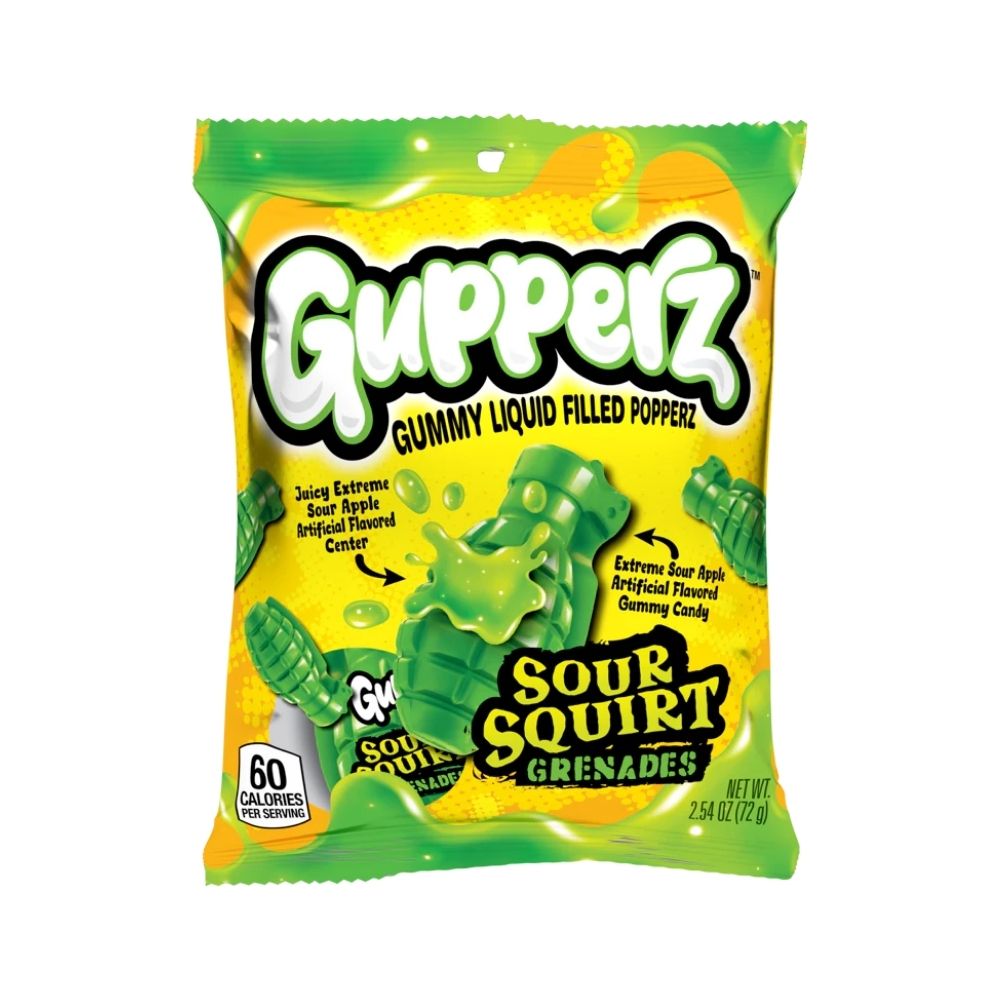 Gupperz Sour Squirt Grenade, caramelos líquidos de 72g 
