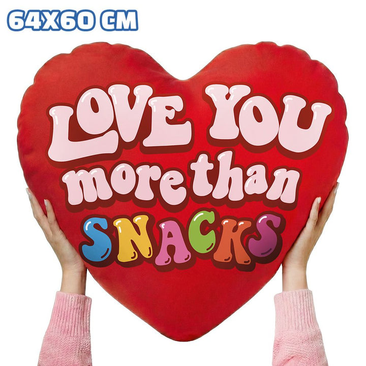 Valentine’s Heart XXL, cojín en forma de corazón con 70 snack dulces y salados sorpresa 