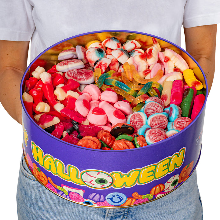 Wunnie Bucket "Feliz Halloween", lata de caramelos de goma de 3kg para componer con tus sabores favoritos 