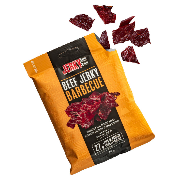 Jerky and Go Beef Jerky Barbecue, carne seca de res con sabor a barbacoa de 45g 