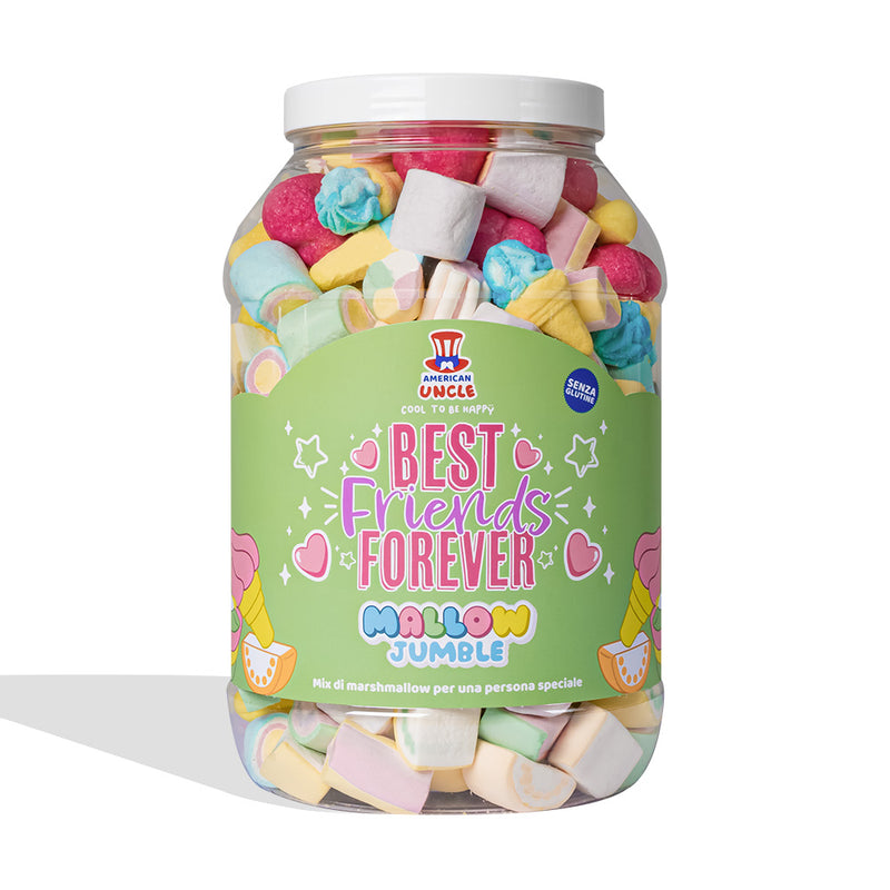 Mallow Jumble "Best Friends Forever", frasco de marshmallows para componer con tus sabores favoritos.