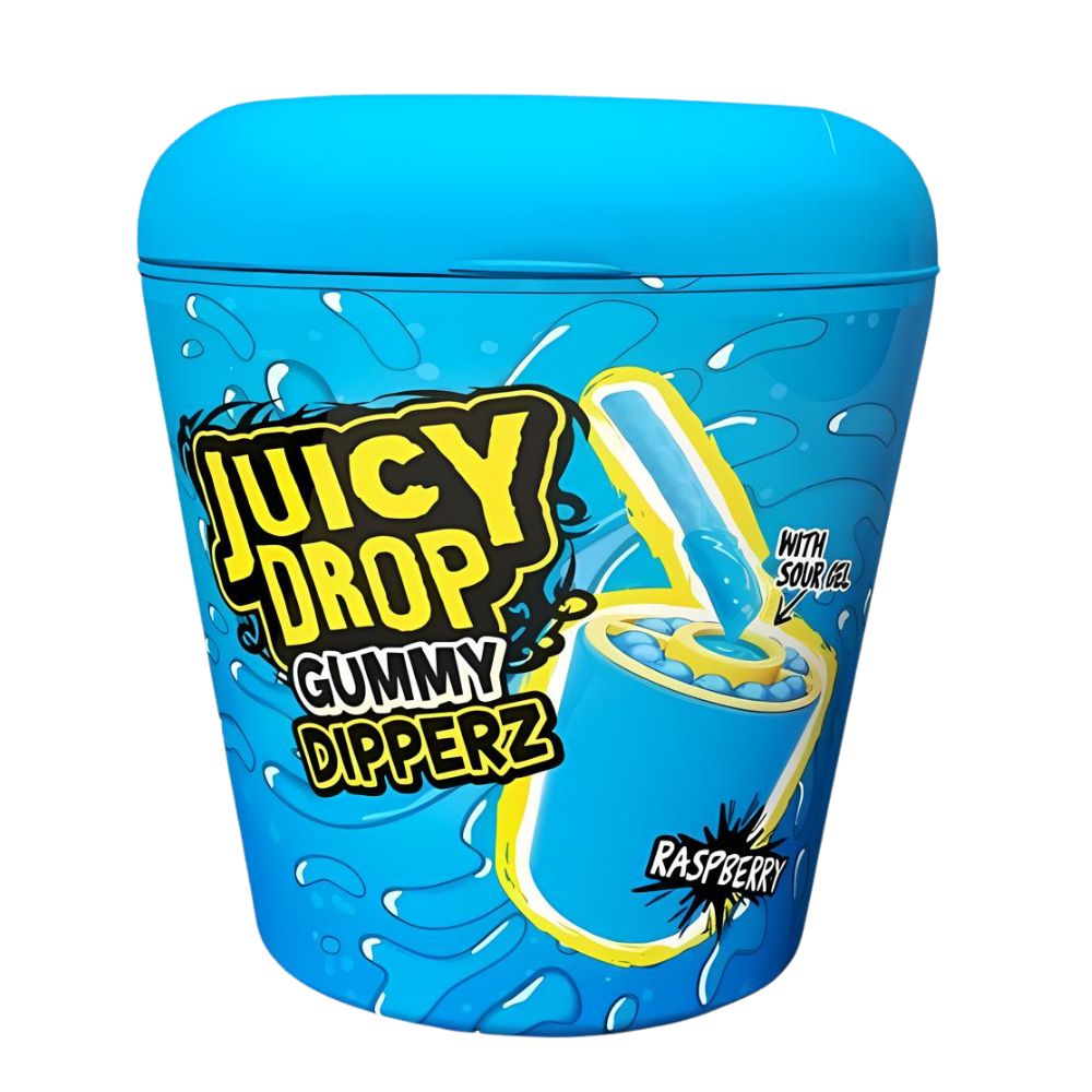 Bazooka Juicy Drop Gummy Dipperz Raspberry, caramelos gomosos y