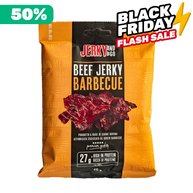 Jerky and Go Beef Jerky Barbecue, carne seca de res con sabor a barbacoa de 45g