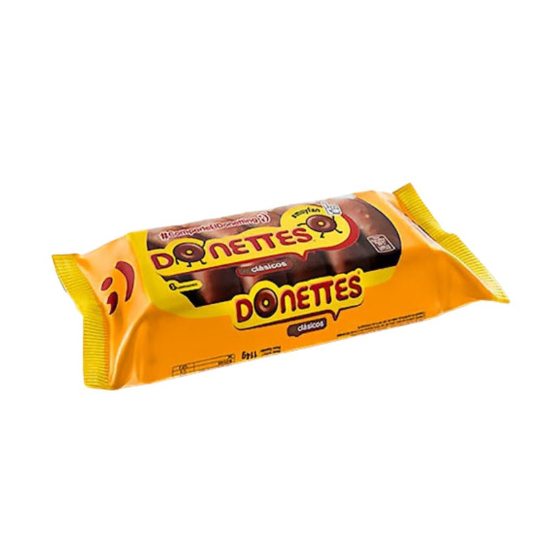 Confezione da 138g di merendine ricoperte di cioccolato Donettes.