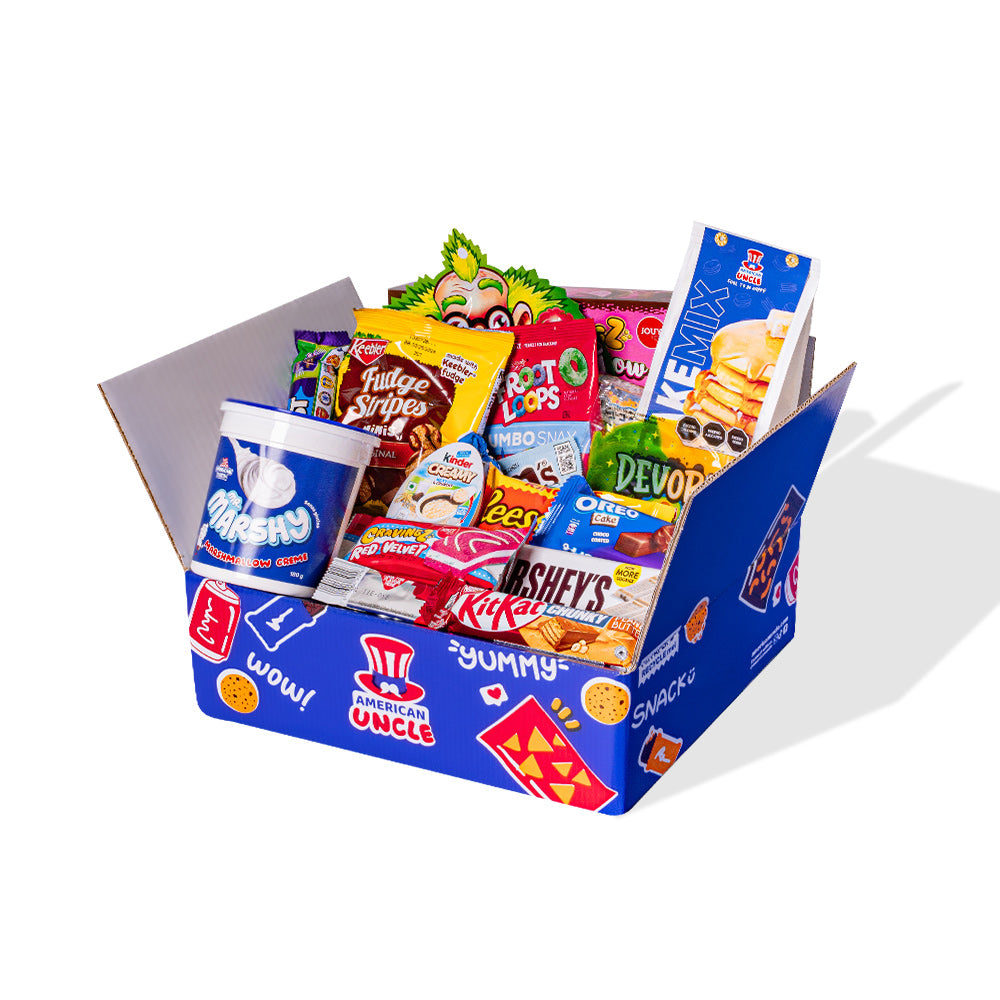 Snack box dulce de al menos 20 productos internacionales 