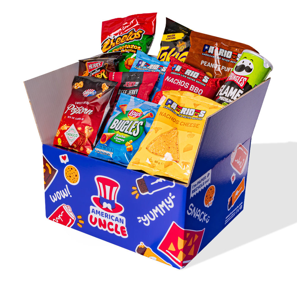 Snack box ensalada de al menos 18 productos internacionales 