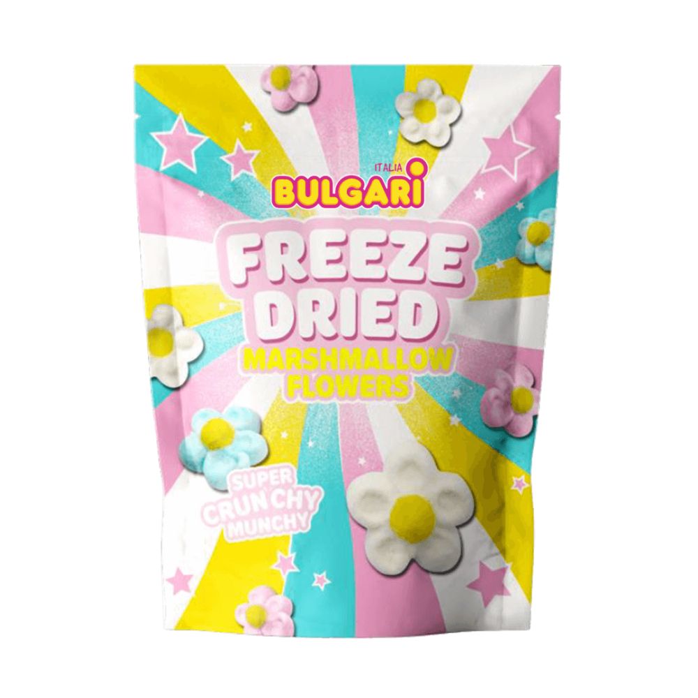 Flores liofilizadas Bulgari Freeze Dried Marshmallow, marshmallow liofilizado en forma de margarita de 42g 