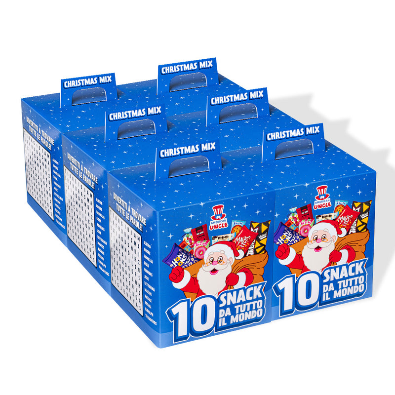 6x Christmas Mix, surtido de 10 snack internacionales dulces y salados 