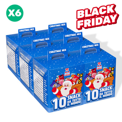 6x Christmas Mix, surtido de 10 snack internacionales dulces y salados 