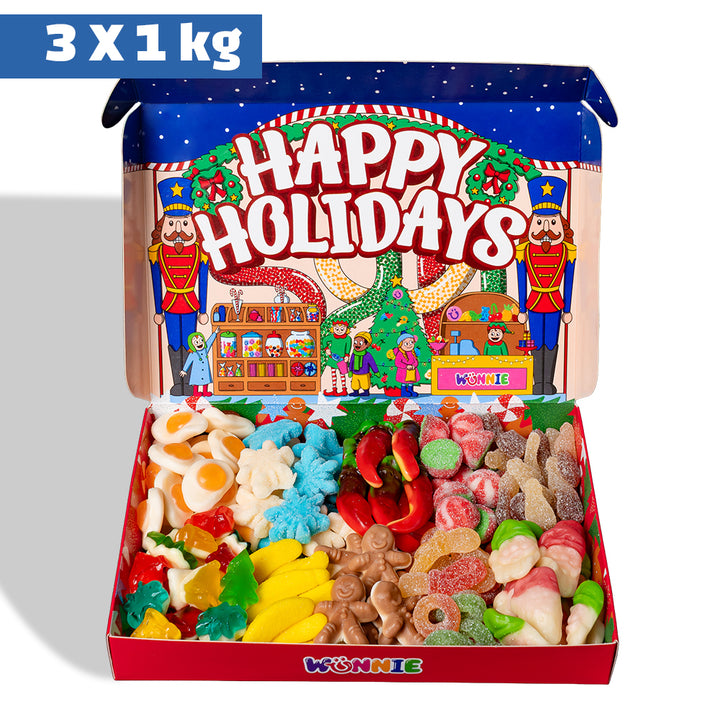 Wunnie box “Felices Fiestas”, la Candy box para componer con tus gominolas favoritas - 1 kg 