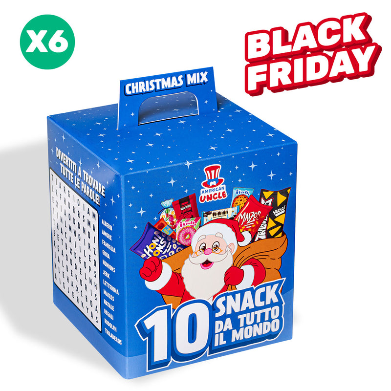 6x Christmas Mix, surtido de 10 snack internacionales dulces y salados 