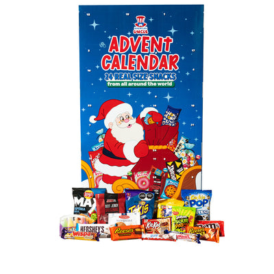 Calendario de Adviento XXL, caja de 24 snack dulces y salados sorpresa a tamaño real 