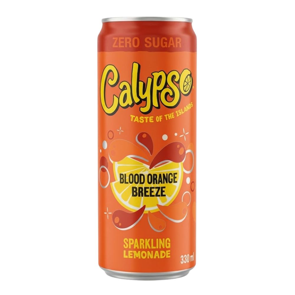 Calypso Blood Orange Breeze Limonada con gas, bebida con sabor a naranja sanguina y jengibre de 330 ml 