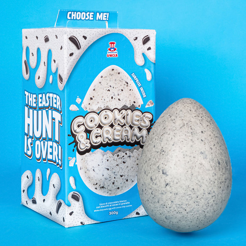 American Uncle Cookies & Cream Easter Egg, huevo de Pascua de chocolate blanco con galleta de cacao en grano de 300g