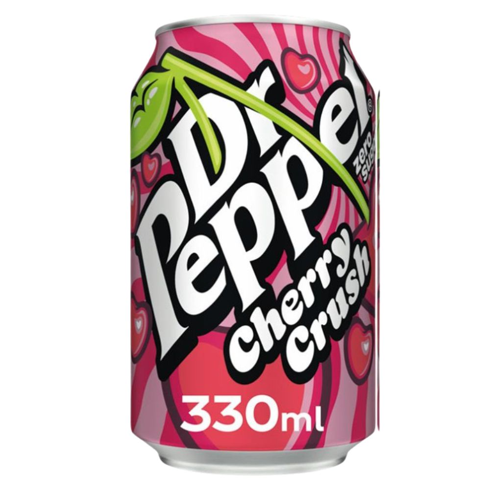 Dr Pepper Zero Cherry Crush, bebida gaseosa sin azúcares con sabor a cereza de 330 ml 