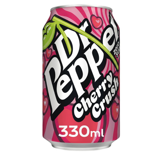Dr Pepper Zero Cherry Crush, bebida gaseosa sin azúcares con sabor a cereza de 330 ml 