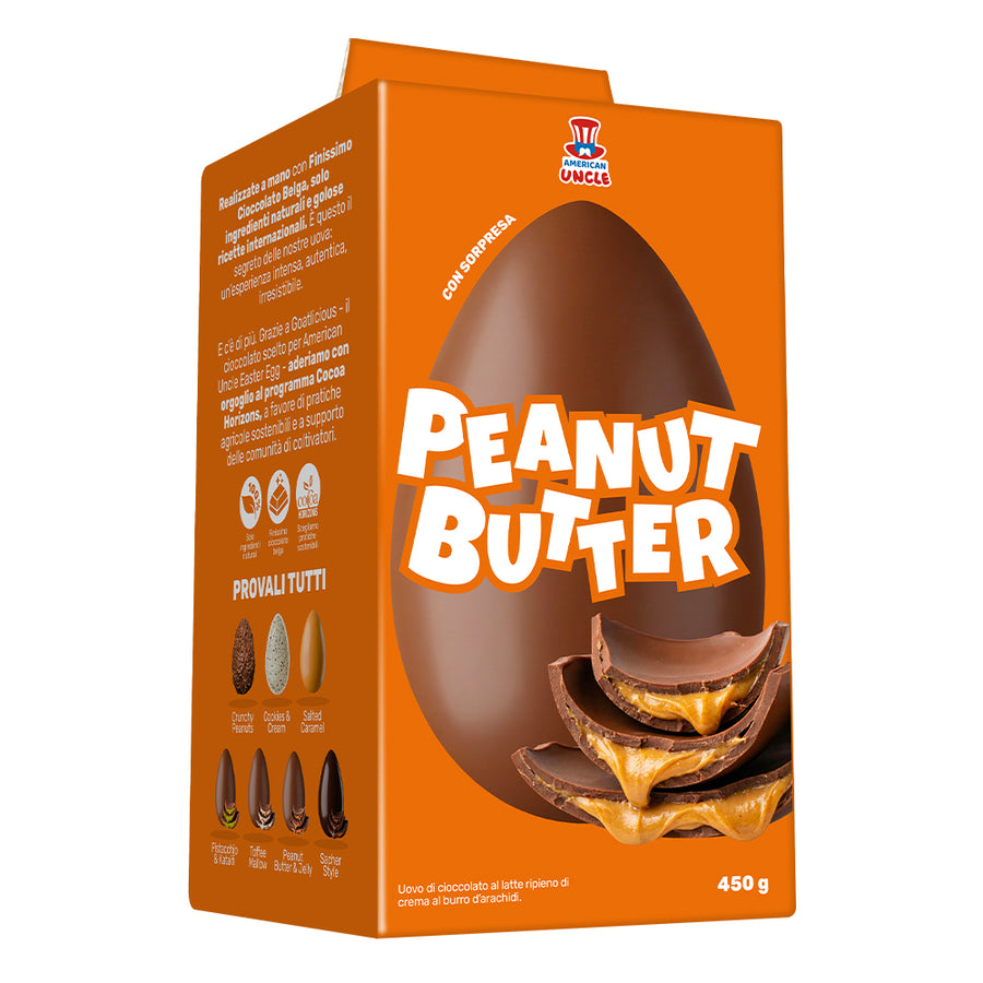 Huevo de Pascua de chocolate de 300g relleno de mantequilla de maní, American Uncle Peanut Butter Egg