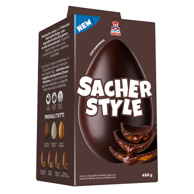 Huevo de Pascua de 450g de chocolate negro relleno de mermelada de albaricoque y chocolate negro American Uncle Estilo Egg Sacher
