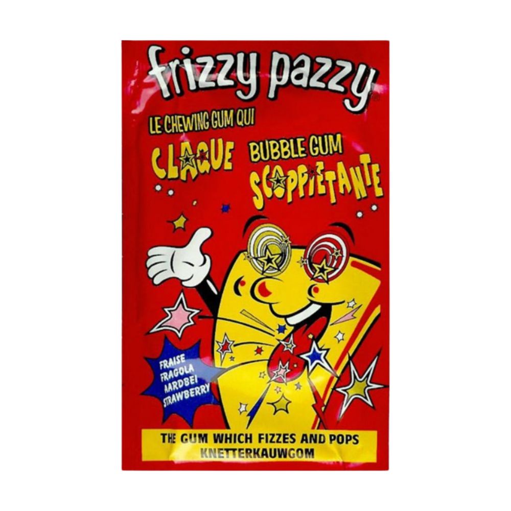 Frizzy Pazzy Bubble Gum, granulado chispeante de chicle de fresa de 7g 