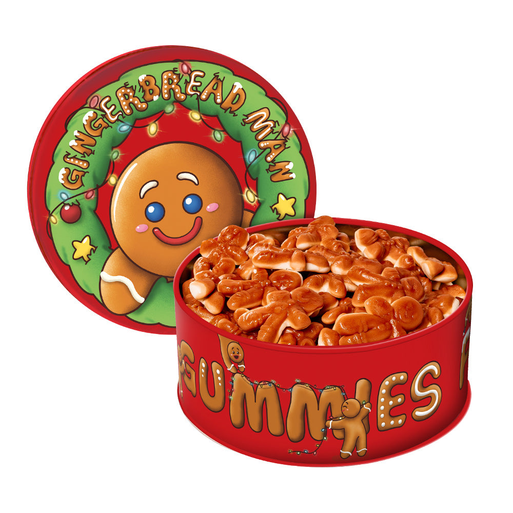 Wunnie Bucket Hombre de jengibre, lata de caramelos de goma con forma de hombre de pan de jengibre de 700gr 