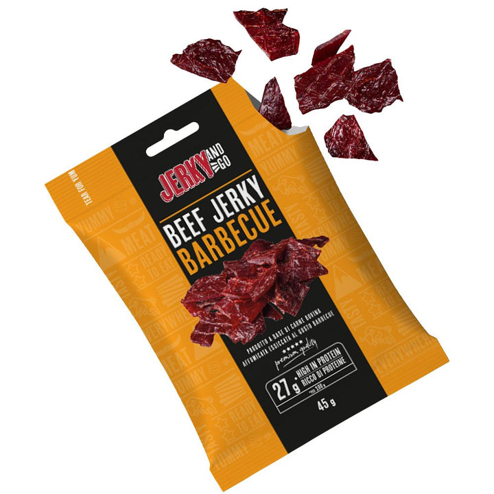 Jerky and Go Beef Jerky Barbecue, carne seca de res con sabor a barbacoa de 45g 