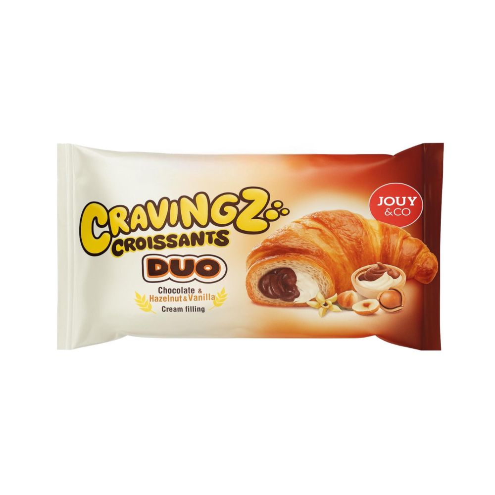 Cravingz Croissants Duo Chocolate & Vanilla, croissant relleno de chocolate y vainilla de 45g 